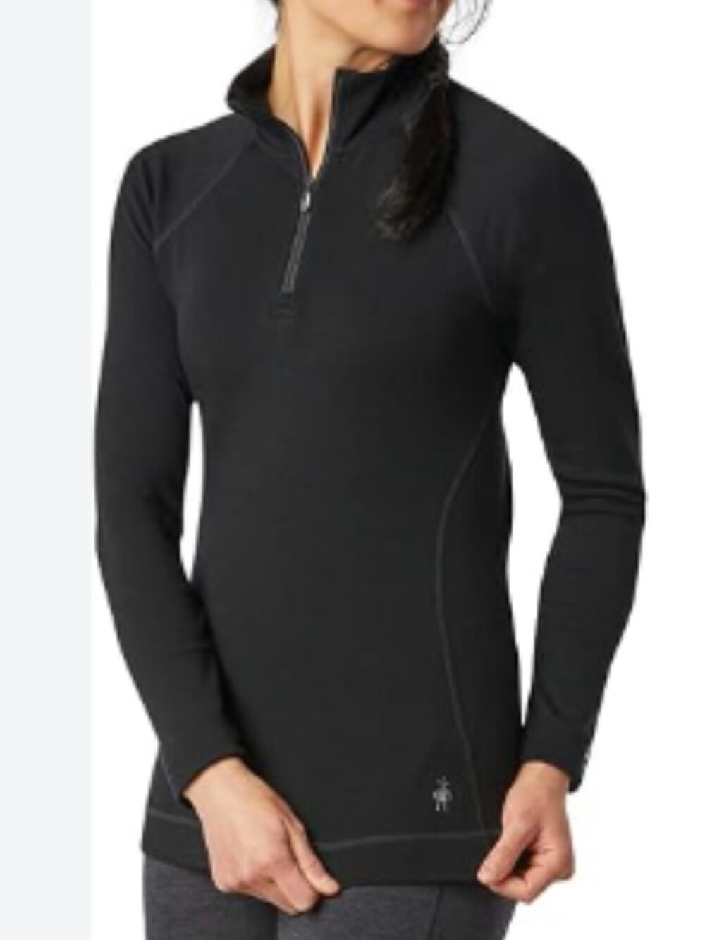 Smartwool Women's Quarter Zip 100% Merino Wool Pullover Size S Black Baselayer